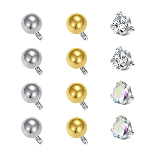 MODRSA 14g 16g Replacement Balls for Piercings Septum Ring Balls Belly Button Rings Nipple Tongue Ring Ball Replacement 16 Gauge Ball for Piercings Cartilage Earring Screw Backs 3mm 5mm 8mm