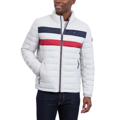 Image of Tommy Hilfiger Mens Embroidered Logo Puffer Jacket