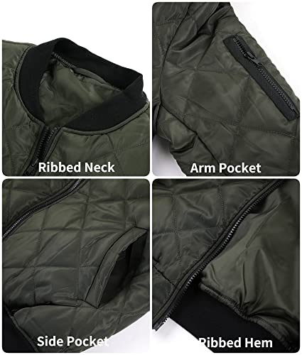 Pretifeel Mens Bomber Jackets Diamond Quilted Fall Winter Rib Varsity Lightweight Coat XX-Large