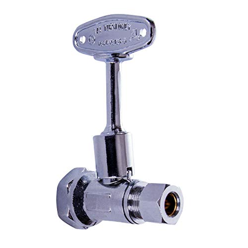 Image of Midline Valve 92112QS-OM-5 Water Supply Stop Valve with Quarter Turn Control Key; Straight Shut-off for Toilet, Sink, Dishwasher; 1 /2'' FIP x 3 /8'' Compression ; Chrome Plated Brass (5 PK)