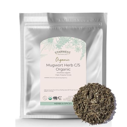 Starwest Botanicals Organic Mugwort Herb - Dried Loose Leaf Herb for Tea & Culinary Use, Cut & Sifted, Certified Kosher, Non-GMO - Bulk 1 lb Bag