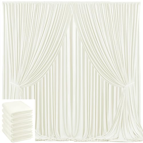 Image of 30x10ft Ivory Backdrop Curtain for Wedding Parties Wrinkle Free Fabric Ivory Drapes Backdrop Decoration for Baby Shower Birthday Photography Decoration 6 Panels, 5ft x 10ft