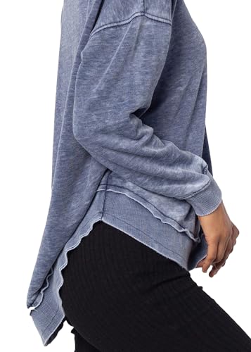 Sudadera Burnout Azul Mujer Talla M Pullover Casual Ropa de Algodón Cómoda 5