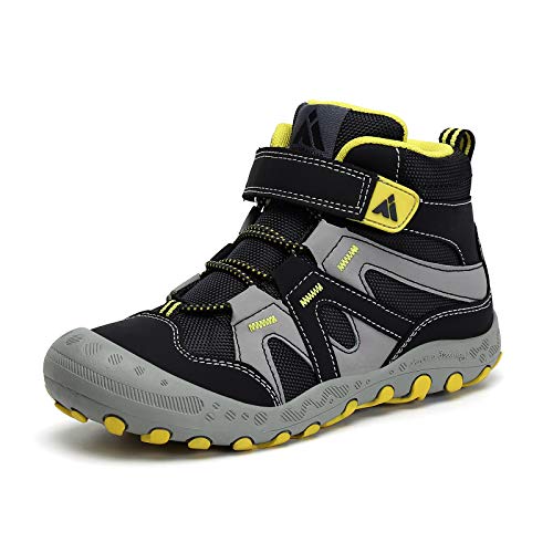 Mishansha Boys Girls Shoes Outdoor Hiking Waterproof Breathable Little Kids Ankle Sneaker Boots with Anti-Slip Rubber Sole Black 8.5 Toddler