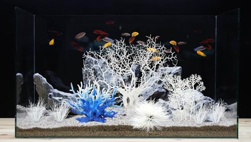 BEGONDIS 8 Pack Artificial Coral Ornament, Aquarium Plasitc Water Plants for Fish Tank Decorations (White Set) - Image 4
