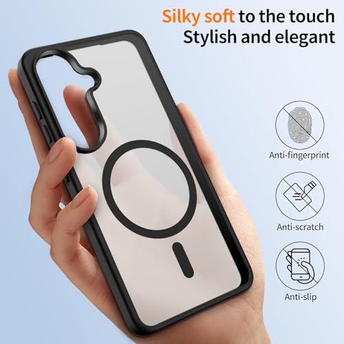 Image of DIZORO Compatible with Samsung S26 Plus 5g Case,Compatible with MagSafe, Non Yellow Military-Grade Drop Protection & Hard PC Back Cover Slim Transparent Anti-Scratch Shockproof Phone Case (Black)