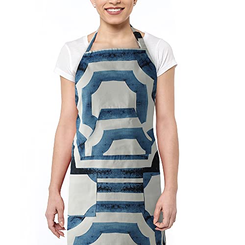 Image of HPD Half Price Drapes Aprons for Men Women with Large Pockets Adjustable Unisex PRTW-D23B-AP Mecca Printed Cotton, 27 X 34 Inch, Mecca Blue