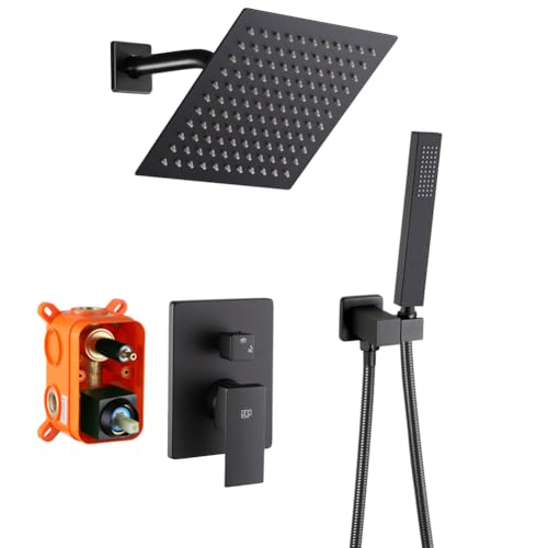 POP SANITARYWARE Black Shower System Bathroom Rainfall Shower Faucet Set