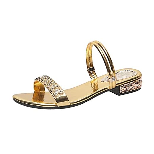 Sommar Dam Sandaler Bling Pumps Skor Komfort Damer Kvinna Sandale Guld Silver Höga klackar Kvinnliga skor Slip On Sandaler