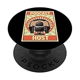 Podcast host vintage podcasting banner retro podcaster regalo PopSockets PopGrip Intercambiable