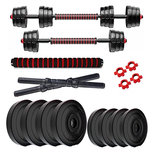 Image of Kore 3 In 1 Convertible 16 Kg Pvc Dumbbells Set, Black