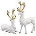 Christmas Decorative Gift 2PCS Deer Sculpture 3D Geometric Deer Ornaments Used to Set Off The Festive Atmosphere Fireplace Dining Table Living Room Decoration (3D Geometric White)