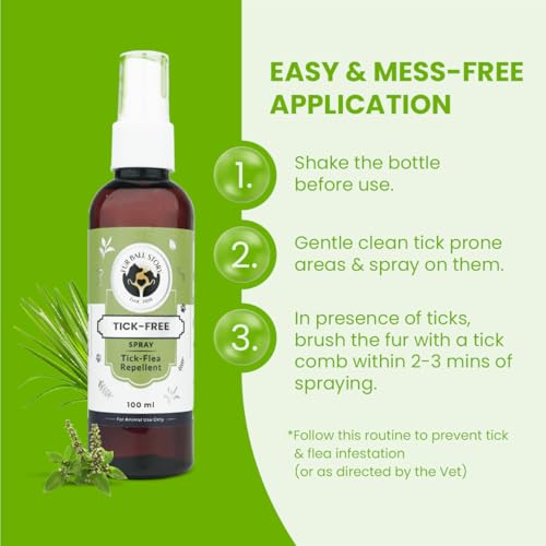 Image of FUR BALL STORY Herbal Tick & Flea Spray for Dogs | Anti Tick & Flea Pet Spray | Helps Repel Ticks & Fleas, Soothe Itchy Skin & Freshen Coat | Eucalyptus, Tulsi & Lemongrass | 100ml