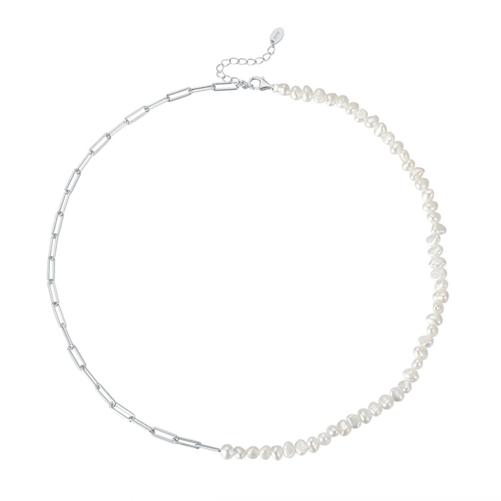 Collana con Pendente Oro Donna,Ciondolo Collana Donna Argento 925 Catena di Perle Collane Oro