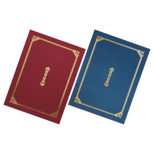 Gatuida Lot de 2 Pochettes Porte-Certificat A4 Format Lettre Double Face Bordure Dorée Couleurs Rouge Foncé et Bleu Marine Protège Diplômes Certificats et...