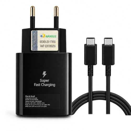 Plus Do Brasil Carregador Super Rápido 25w Para Samsung Galaxy S25 S24 S23 S21 S20 Fe Plus Ultra Tablet Super Fast Turbo Cabo Usb C Power Delivery Pd 3.0 Anatel