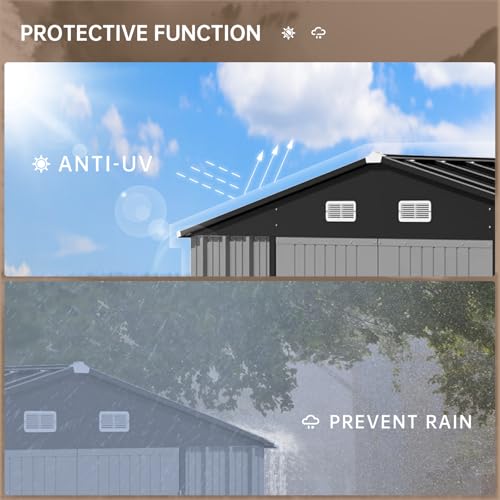10 x 8 Ft Outdoor Storage Shed with Updated Frame Structure & Lockable Door, Waterproof Practical Garden Patio Lawn Poolside Metal Tool Shed Designed for Organization & Storage, Gray