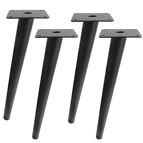 ANMOO 4Pcs 30cm Black Metal Furniture Legs, Heavy Duty Tapered Table Legs Replacement with Screws