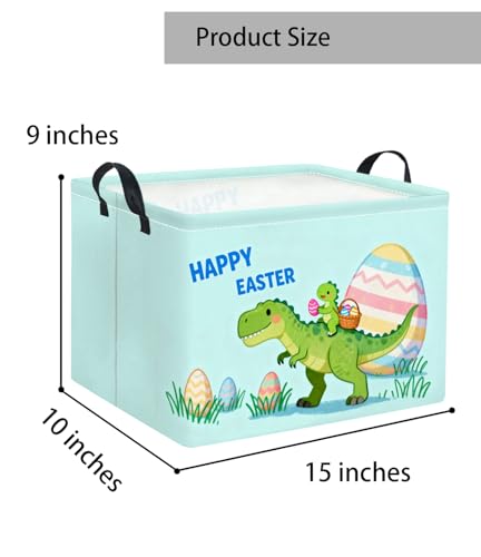 Image of Rectangular Easter Basket for Home Kitchen Baby Girls Basket Cute Storage Bin Organizer Shelf Book Room Decor(Cute Dinosaur)