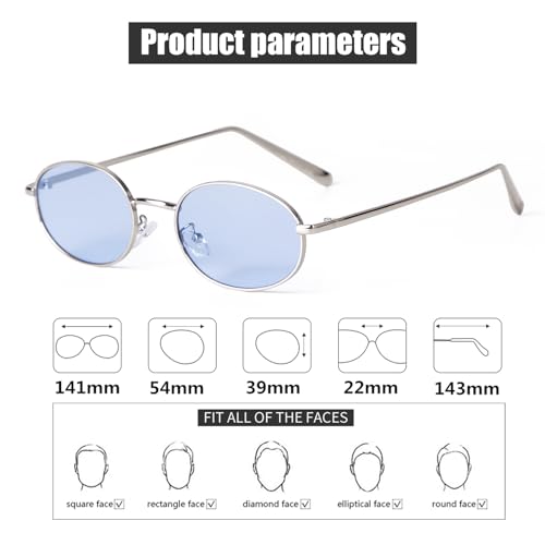 ADE WU Trendy Retro Oval Sunglasses for Women Men 90s Fashion Vintage Lightweight Metal Frame Sun Glasses4