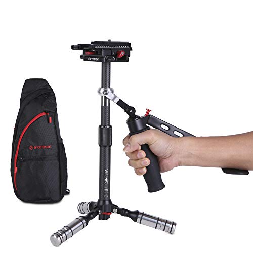 IFOOTAGE Carbon Fiber Handheld Camera Stabilizer 17.2 inches Video Steadycam Stabilizer with 1/4 inch Screw Quick Release Plate Compatible for DSLR Cameras Camcorders Up Load 3.3 lbs