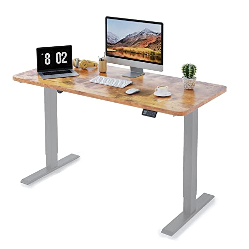 MAIDeSITe Höhenverstellbarer Schreibtisch120 x 60cm-Schreibtisch Höhenverstellbar Elektrisch Sitz & Stehpult -Schreibtisch Höhenverstellbar mit Tischplatte(S1 Pro) 120 x 60 cm Grau Gestell +