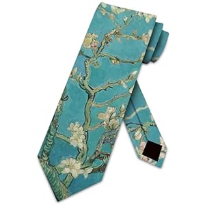 Three Rooker Van Gogh Ties Mens Art Neckties Almond Blossom Floral Tie