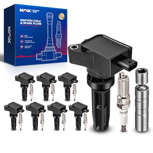 Image of KAX 8 Ignition Coils & 8 Spark Plugs Set for Ford Edge, Explorer, Ranger | (w /tool) Fits Edge 2019-2024 2.0T, Explorer 2020-2021, 2023 2.3T, Ranger 2019-2023, 2024 2.3T, Maverick Escape Nautilus UF855