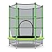 Goplus Trampolino da Esterno, Tappeto Elastico Bambini, Ideale 3 Anni più, Pedana Salto, con Rete Protettiva, Telaio in Acciaio, Buona Elasticità, 140x140x162cm, Verde/Rosso/Blu