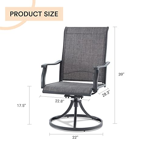 Vicllax Patio Swivel Dining Chairs Set Of 2 Outdoor Chairs With Armrest, Textilene Fabric Outdoor Patio Chair, Dark Grey #TOP2