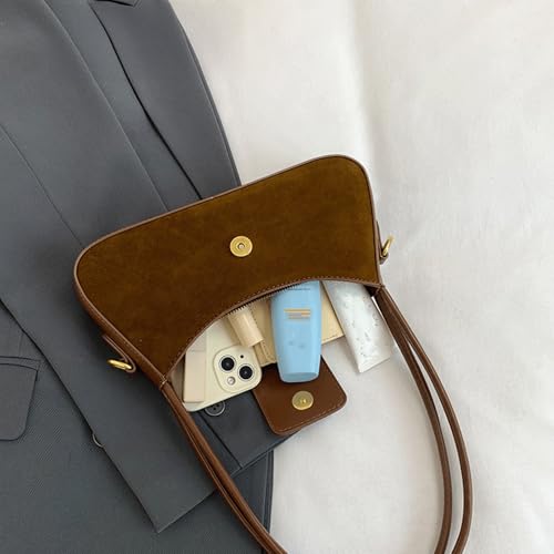 Suede Purse Elegant Magnetic Flap Slouch Suede Bag for Women Underarm Hobo Tote Purse Trendy Evening Bags Soft Edgy Crossbody4