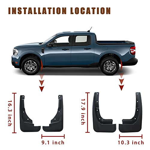 Muslogy For Maverick Mud Flaps Front & Rear Mud Guards Accessories No Drilling Required Exterior Accessories Splash Guard Compatible With Ford Maverick 2022 2023 4Pcs #TOP6