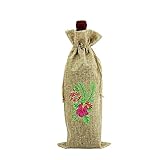 LUSandy DIY 5D Diamond Painting Wine Wrapping Bags Christmas Wine Bottle Bags Covers Crystal Diamond Art Linen Wine Gift Bag Champagne Bags for Christmas Wedding Birthday Party Supplies (Flowers)