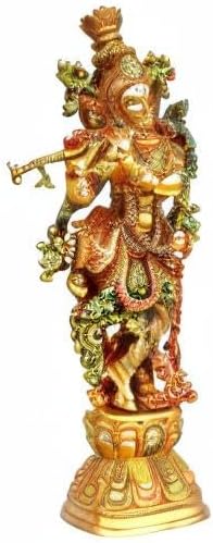 Esplanade - Lord Krishna Kishan Gopal Murti Idol Statue Sculpture - Brass - 29 - Multicolor
