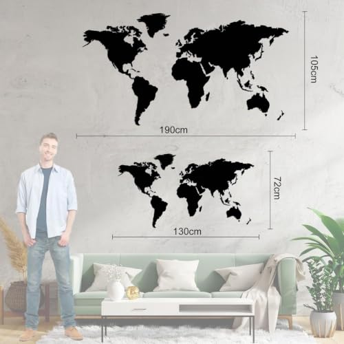Miniatura 10 de Giallobus - Mapa Del Mundo - Decoración De Paredes En Madera En Mdf Color Negro - 190x105 Cm
