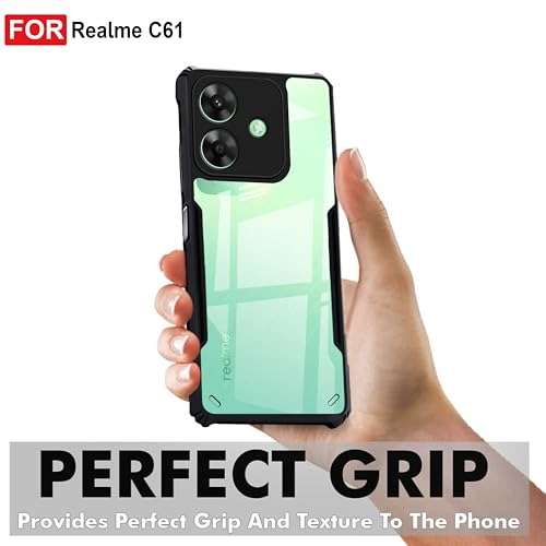Image of Zapcase Back Case Cover for Realme C61 | Compatible for Realme C61 Back Case Cover | Clear Case with Camera Protection | (TPU + PC | Matte Black)