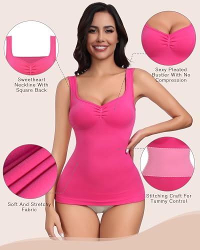 EUYZOU Women Tummy Control Shapewear Tank Tops Pleated Bustier Sweetheart Compression Tank Tops Body Shaper Camisole2