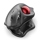 Nulea M511 Wireless Trackball Mouse, Rechargeable Ergonomic Thumb-Control Mouse with Tilt Stand, Smooth & Precision Tracking, 3 Device Connection (Bluetooth or USB Receiver), for PC/Mac/Laptop-Red