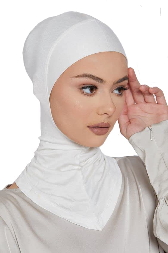 LMVERNA 2 Pieces Modal Hijab Cap Adjustable Muslim Stretchy Turban Full Cover Shawl Undercap Full Neck Coverage for Women4
