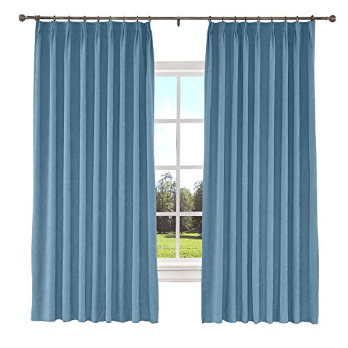 TWOPAGES 52 W x 84 L inch Pinch Pleat Blackout Curtain for Bedroom