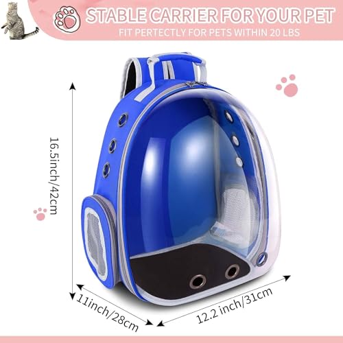 Image of VAYINATO Transparent Portable Pet Backpack Travel Carrier, Convenient Travel for Small Dog and Cat | Waterproof, Comfortable and Breathable by Petzlifeworld (Blue)