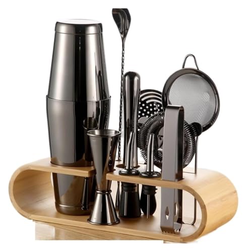 Set de coctelera y kit de bartender acero inoxidable negro miniatura 1