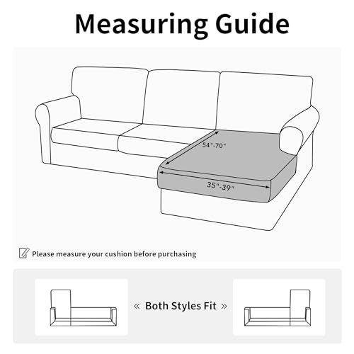 Image of Easy-Going Stretch 1 Piece Chaise Lounge Cushion Slipcover | Sectional Couch Covers L Shape Separate Cushion Couch Seat Chaise Cover for Both Left /Right Sectional Couch Dark Blue