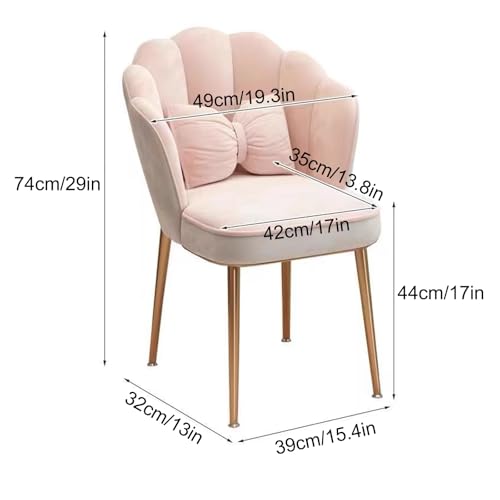 Silla tapizada de pétalos y moderno taburete de maquillaje con respaldo cómodo 3