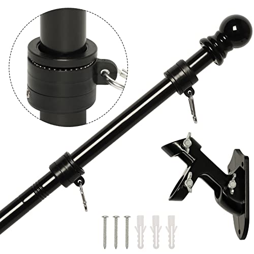 NELXINJO 5FT Black Stainless Steel Flag Pole Kit for Outside House Wall