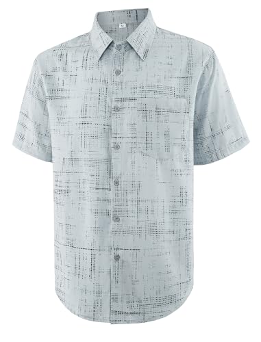 APTRO - APTRO Men's Casual Dress Shirts Quick Dry Short Sleeve Button Down Summer Stylish Shirts DS07 Gray L