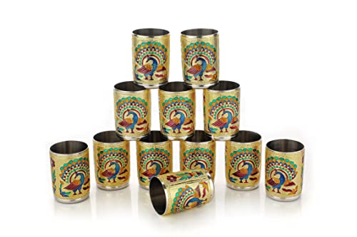 Set de Vasos de Acero Inoxidable NAVRANG Meenakari 12 pcs