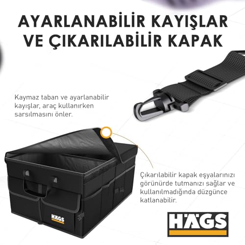 Haegs Araba Bagaj Çantası, Araç içi Düzenleyici Organizer, Katlanabilir Oto Bagaj Düzenleyici, Oto A