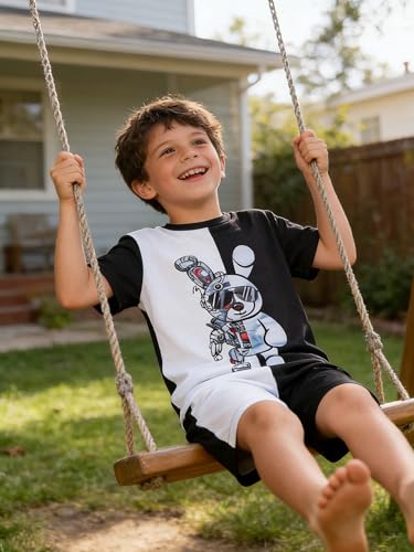 Image of KIDLAGA Kids Toddler Boy Clothes Outfits Bear Print Tee + Plaid Shorts 2 Pieces Summer Shorts Set