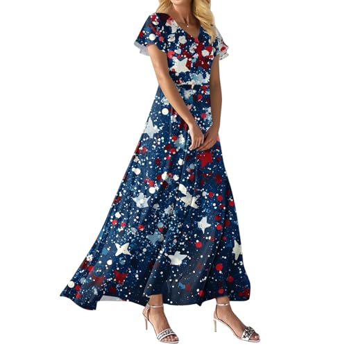 USA Dress O Neck Fashion Festival Dressy Lounge Maternity Graphic Casual Fourth of July Outfits Vestidos De Verano para Mujer 2025 Dark Blue